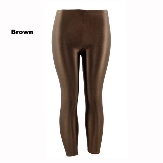 Adult Brown Metallic Leggings - 80s Shiny Disco Pants Unisex - alternate view 6