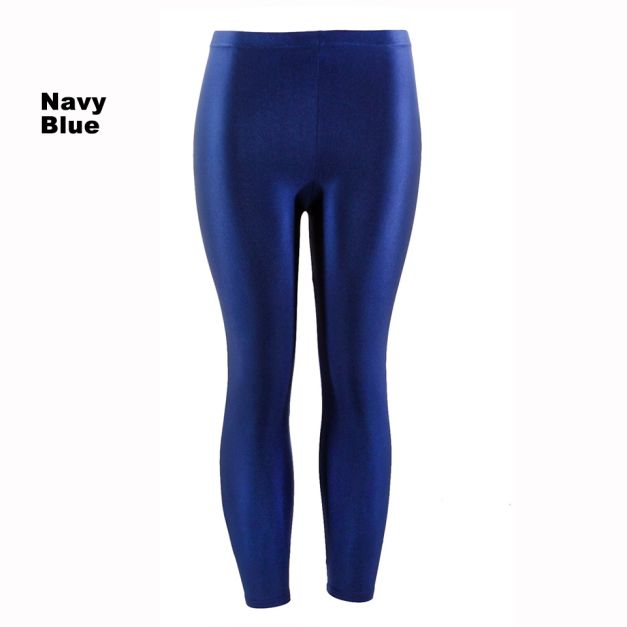 Adult Navy Blue Metallic Leggings - 80s Neon Stretch Costume Pants - alternate view 6 Adult Navy Blue Metallic Leggings - 80s Neon Stretch Costume Pants - alternate view 6