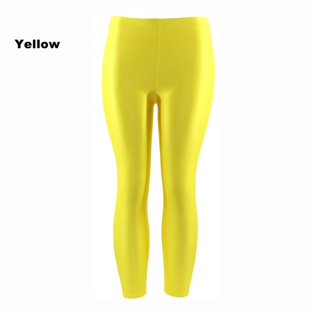 Adult Neon Yellow Shiny Leggings - 80s Disco Metallic Pants - alternate view 6 Adult Neon Yellow Shiny Leggings - 80s Disco Metallic Pants - alternate view 6