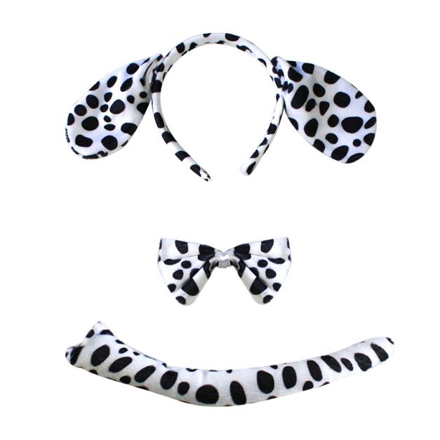 Kids Dalmatian puppy costume accessory set with spotted ears headband bow tie and tail Kids Dalmatian puppy costume accessory set with spotted ears headband bow tie and tail