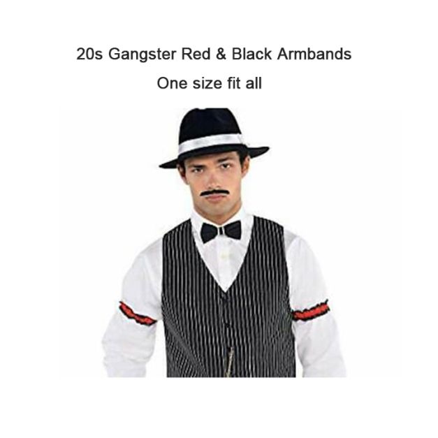 1920s sleeve garters styled on upper arm with pinstripe vest and bow tie 1920s sleeve garters styled on upper arm with pinstripe vest and bow tie