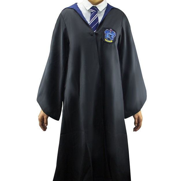 Adult Wizard School Robe - Black Hooded Robe with Blue Eagle House Crest - alternate view 5 Adult Wizard School Robe - Black Hooded Robe with Blue Eagle House Crest - alternate view 5
