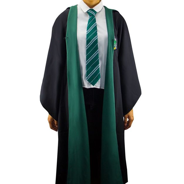 Adult Wizard House Robe - Black & Green Hooded Costume with Serpent Crest - alternate view 8 Adult Wizard House Robe - Black & Green Hooded Costume with Serpent Crest - alternate view 8