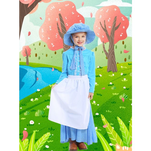 Girls Victorian Pioneer Costume - Prairie Dress with Apron and Bonnet - alternate view 5 Girls Victorian Pioneer Costume - Prairie Dress with Apron and Bonnet - alternate view 5
