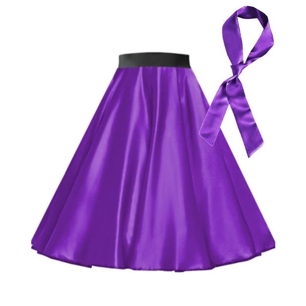 Girls purple satin circle skirt costume with matching neck scarf Girls purple satin circle skirt costume with matching neck scarf
