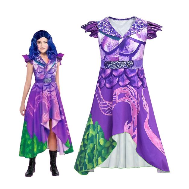 Kids Dragon Villain Princess Costume - Purple Fantasy Dress with Scales - alternate view 6 Kids Dragon Villain Princess Costume - Purple Fantasy Dress with Scales - alternate view 6