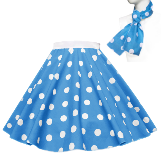 Full circle retro polka dot skirt with elasticated waist sock hop costume Full circle retro polka dot skirt with elasticated waist sock hop costume