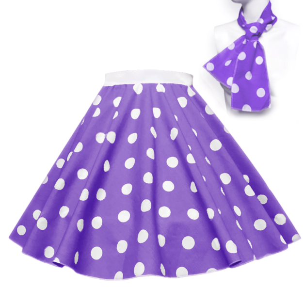 purple polka dot circle skirt with matching scarf 1950s costume purple polka dot circle skirt with matching scarf 1950s costume