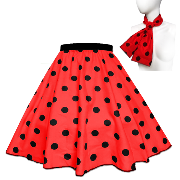 Full circle retro polka dot skirt with elasticated waist sock hop costume Full circle retro polka dot skirt with elasticated waist sock hop costume