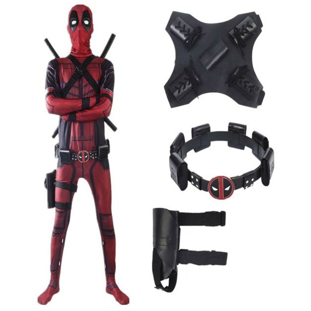 Adult Red Anti-Hero Outfit - Red & Black Mercenary Costume with Mask and Belt - alternate view 6 Adult Red Anti-Hero Outfit - Red & Black Mercenary Costume with Mask and Belt - alternate view 6