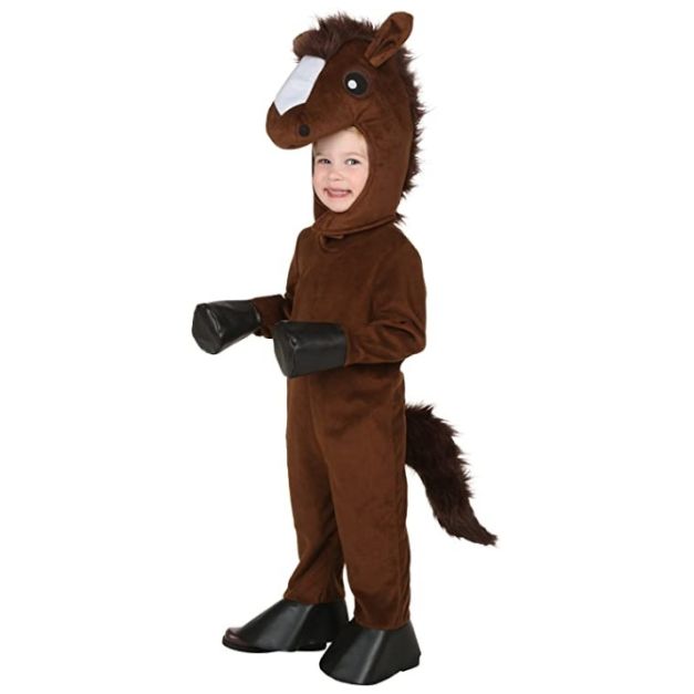 Kids brown horse mascot costume full body with oversized headpiece Kids brown horse mascot costume full body with oversized headpiece