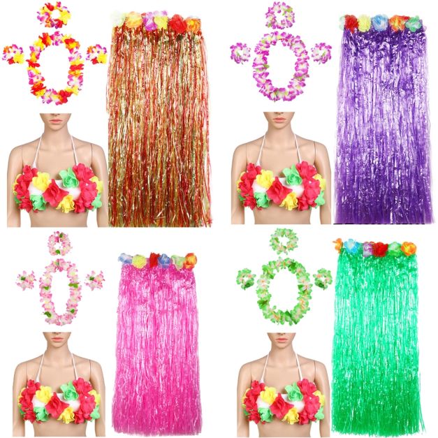 6pc Adult Hawaiian Hula Costume tt3260 6pc Adult Hawaiian Hula Costume tt3260