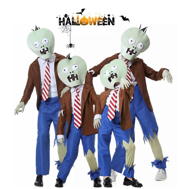 Full plants vs zombies character costume front and back view