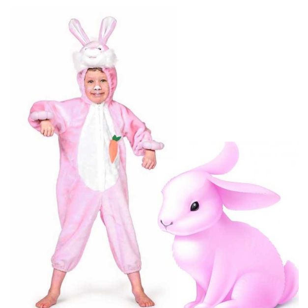 Kids Pink Rabbit Bunny Jumpsuit Costume Onesie tt3348