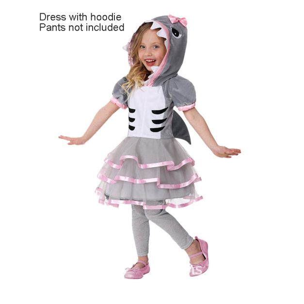 Kids grey shark costume dress with hooded face and tutu skirt Kids grey shark costume dress with hooded face and tutu skirt