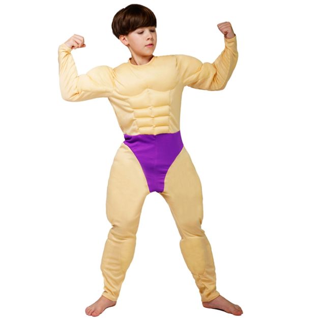 Child superhero bodybuilder costume with foam padding Child superhero bodybuilder costume with foam padding