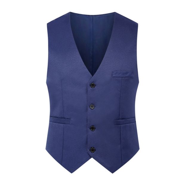 Navy blue formal waistcoat costume with four-button front closure Navy blue formal waistcoat costume with four-button front closure