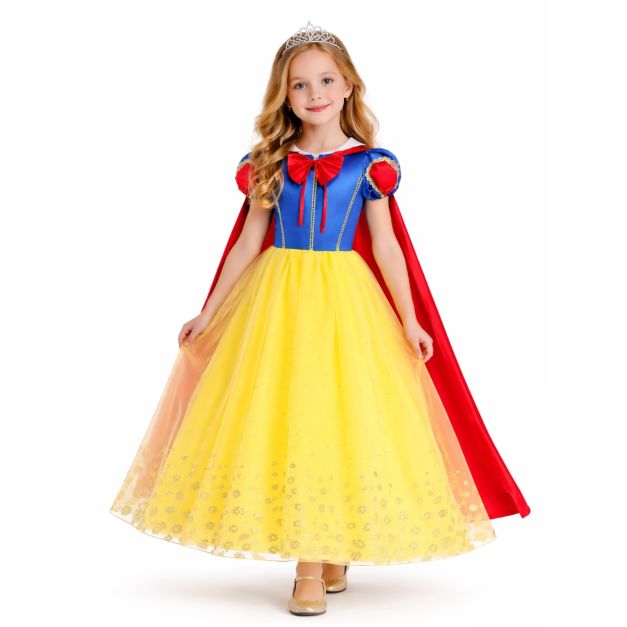 Girls storybook princess dress with royal blue bodice and yellow ball gown skirt Girls storybook princess dress with royal blue bodice and yellow ball gown skirt