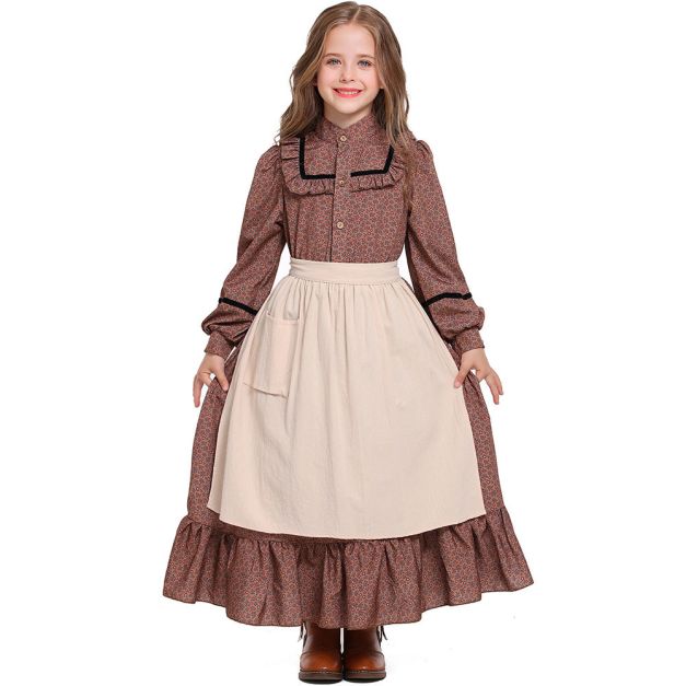 Girls Pioneer Prairie Dress Costume Apron Girls Pioneer Prairie Dress Costume Apron