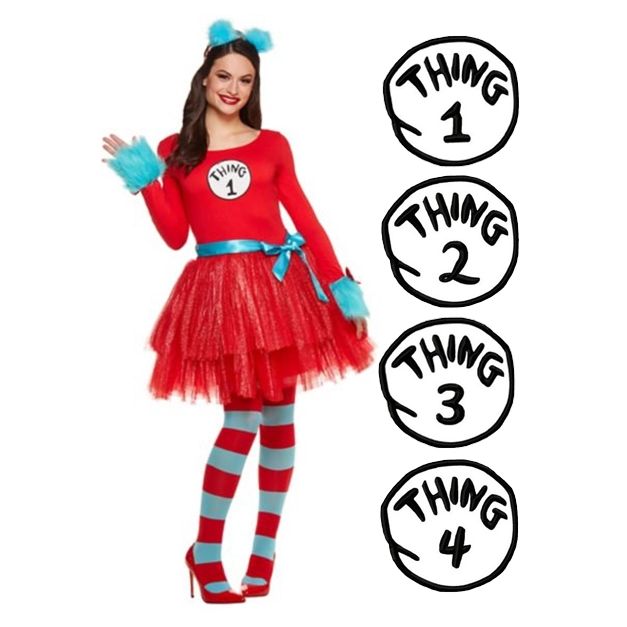 Womens storybook mischief maker red tutu costume with turquoise furry gloves and headband