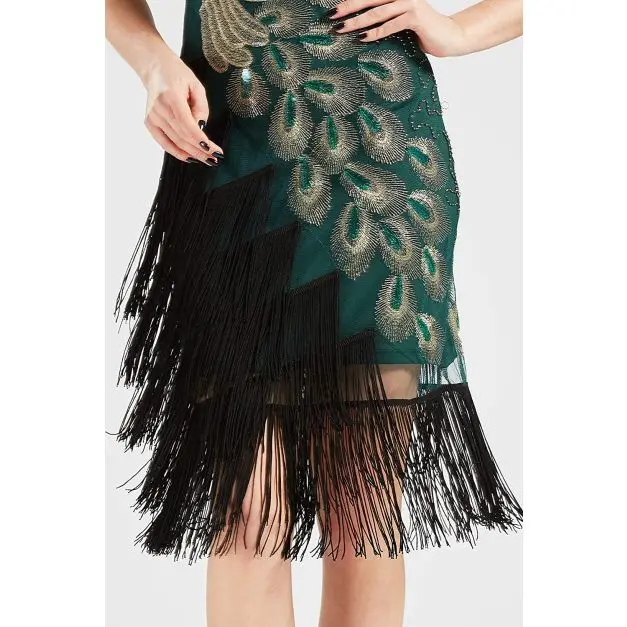 emerald green 1920s flapper dress plus size Womens Sequin Peacock Costume 40-60